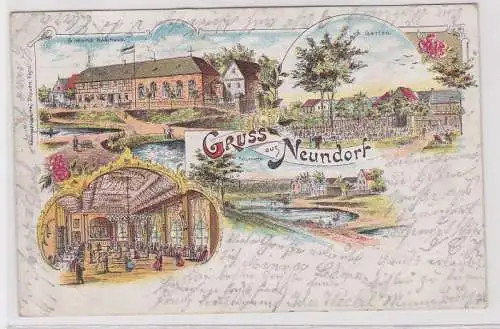 88711 Ak Lithographie Gruß aus Neundorf Simons Gasthaus 1909