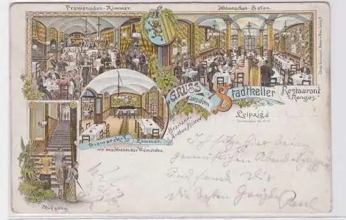 85982 AK Gruss a.d. Stadtkeller Leipzig, Bes. A. Ritter, Innenansichten d. Zimme