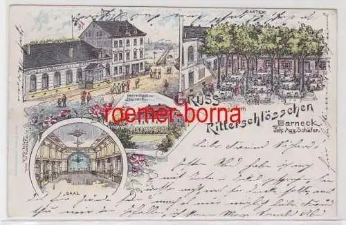 87416 Ak Lithographie Gruß aus dem Ritterschlößchen Barneck bei Leipzig 1900