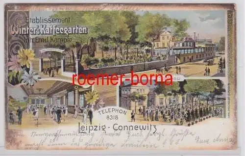 88298 Ak Lithographie Leipzig Connewitz Etablissement Winter´s Kaffegarten 1909