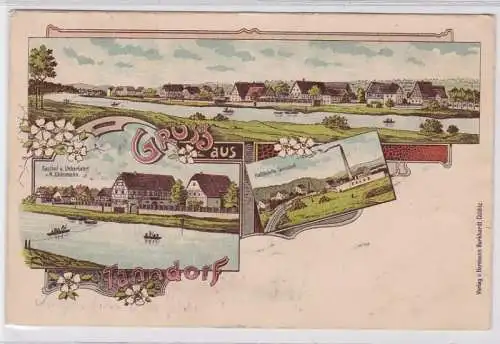 90252 Ak Lithographie Gruß aus Tanndorf Gasthof, Haltestelle 1911