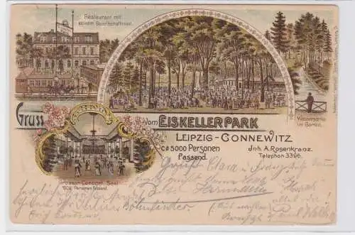 85727 Ak Lithographie Gruß vom Eiskellerpark Leipzig Connewitz 1902