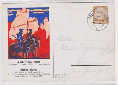 79246 Ganzsachen Ak Kurort Rathen Felsenbühne Karl May Festspiele 1938