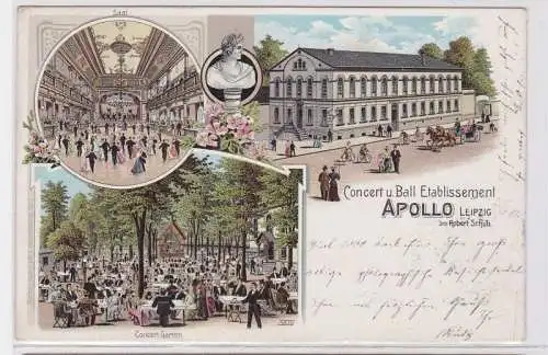 85596 Ak Lithographie Leipzig Apollo Concert & Ball Etablissement 1902