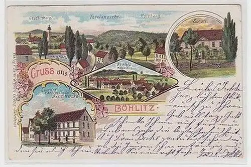 64912 Ak Lithographie Gruss aus Böhlitz Gasthof usw. 1902