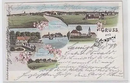 64165 Ak Lithographie Gruß aus Steinbach bei Lausigk 1899