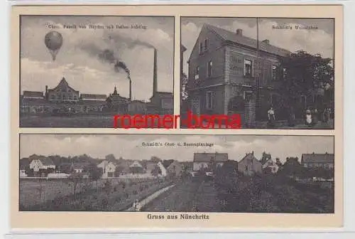 72726 Mehrbild Ak Gruss aus Nünchritz Schmidt´s Weinstuben + Chem. Fabrik um1920