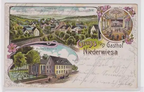 81345 Ak Lithographie Gruß vom Gasthof Niederwiesa 1905