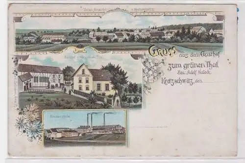 86108 Ak Lithographie Gruß aus dem Gasthof Kretzschwitz um 1900