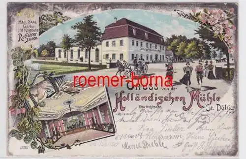 87128 Ak Lithographie Gruß von der Holländischen Mühle Groß Dölzig 1913