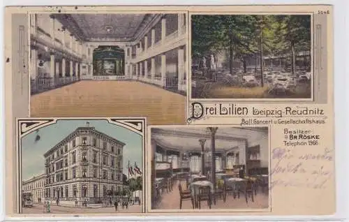 85859 Mehrbild Ak Leipzig Reudnitz Ballhaus Drei Lilien 1915