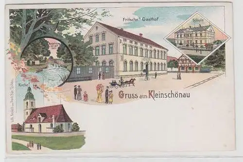 60511 Ak Lithographie Gruß aus Kleinschönau Gasthof usw. um 1900