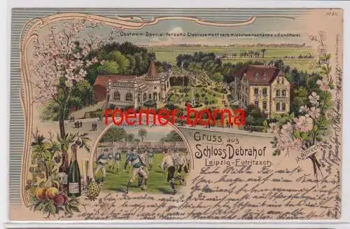 86474 Ak Lithographie Gruss aus Schloss Debrahof Leipzig Eutritzsch 1904