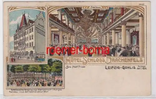 88239 Ak Lithographie Leipzig Gohlis Hotel Schloß Drachenfels 1909