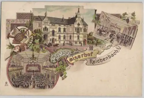 92167 Ak Lithographie Gruß aus dem Kaiserhof Reichenbach im Vogtland 1912