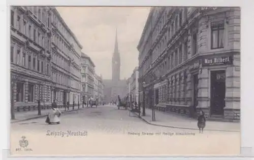 94762 Ak Leipzig Neustadt Hedwig Strasse mit heilige Kreuzkirche 1907