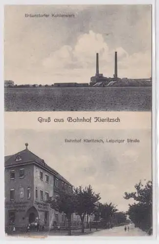 95354 Mehrbild Ak Gruß aus Bahnhof Kieritzsch mit Bräunstorfer Kohlenwerk 1921