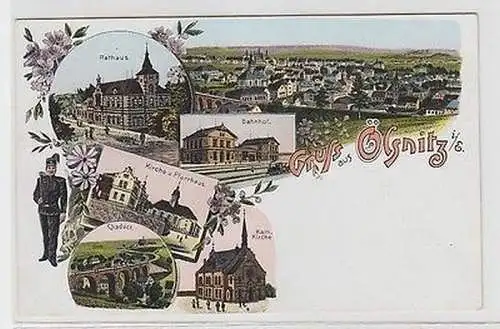 67754 Ak Lithographie Gruß aus Ölsnitz im Erzgebirge um 1910