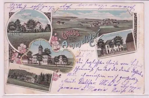 83475 Ak Lithographie Gruß aus Ammelsdorf im Erzgebirge 1904