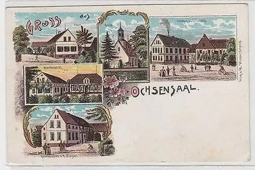 66615 Ak Lithographie Gruß aus Ochsensaal Gasthof usw. um 1900