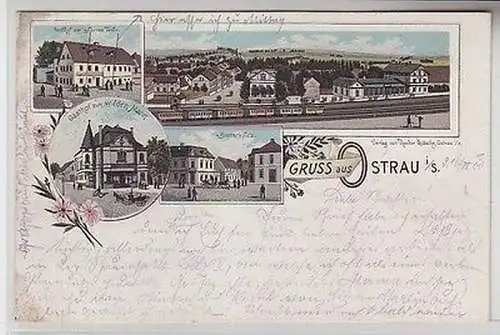 66366 Ak Lithographie Gruß aus Ostrau in Sachsen 1900