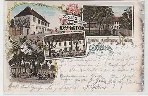 66813 Ak Lithographie Gruß aus dem Gasthof zum grünen Hain Gertitz 1902