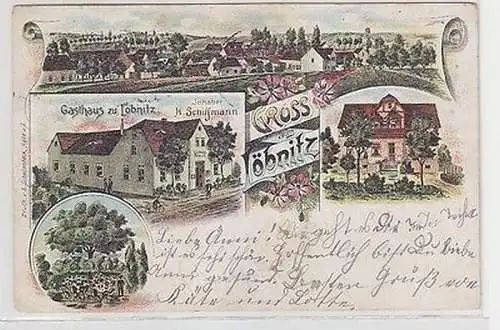 66362 Ak Lithographie Gruß aus Löbnitz Gasthaus usw. 1904