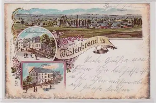 91883 Ak Lithographie Gruß aus Wüstenbrand in Sachsen 1900