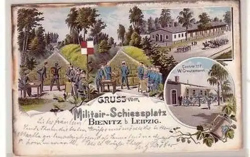 18/35 Ak Gruss vom Schiessplatz Bienitz b. Leipzig 1903