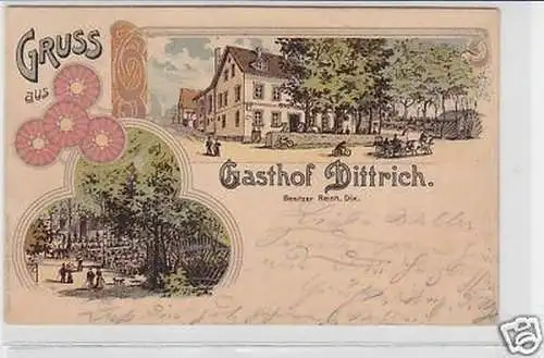 32321 Ak Litho Meerane Gruss aus Gasthof Dittrich 1906