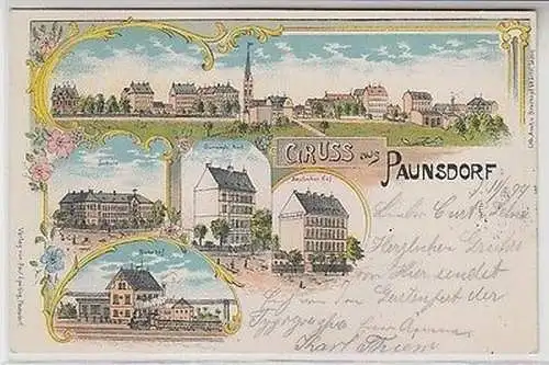 62723 Ak Lithographie Gruß aus Paunsdorf bei Leipzig 1899