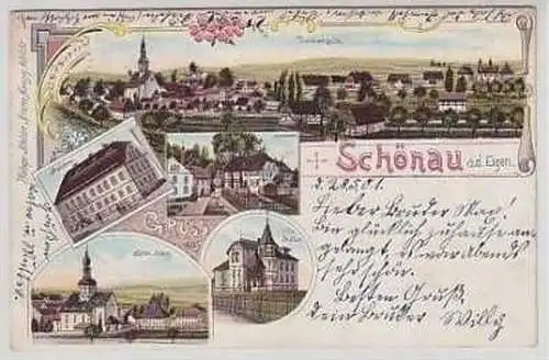 40506 Ak Lithographie Gruß aus Schönau a.d. Eigen 1901