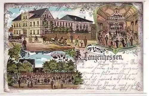 38435 Ak Lithographie Gruß aus Langenhessen Gasthof