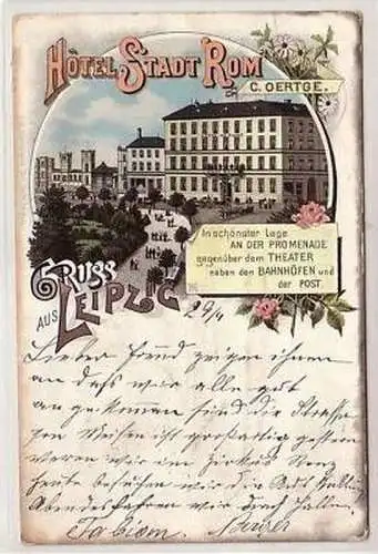 30/113 Ak Litho Gruss aus Leipzig Hotel Stadt Rom 1897