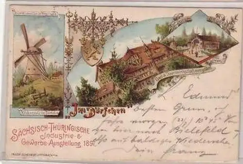 25/14 Ak Lithografie Leipzig Gewerbe-Ausstellung 1897