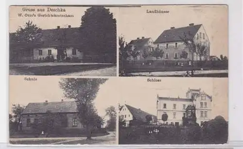 90703 Mehrbild Ak Gruß aus Deschka Gerichtskretscham, Schule usw. 1918