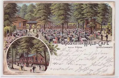 85725 Lithografie AK Gruss aus dem Wald-Café Leipzig-Connewitz Bes. A. Götze 190