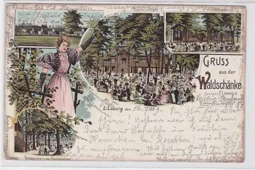 85599 Ak Lithographie Gruß aus der Waldschänke Leipzig Lössnig 1899