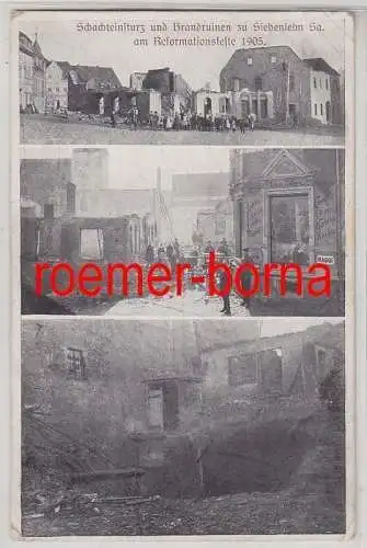 80854 Ak Schachteinsturz und Brandruinen zu Siebenlehn in Sachsen 1905