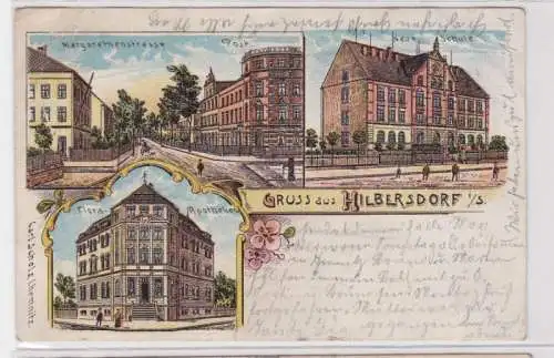 88699 Ak Lithographie Gruss aus Hilbersdorf bei Chemnitz Apotheke usw. 1904