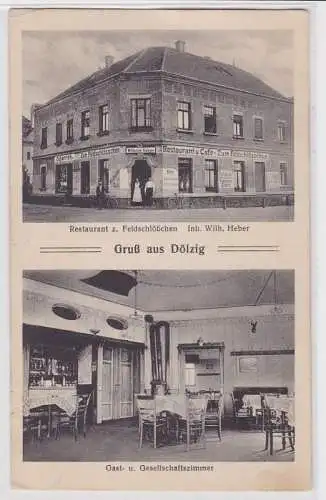 93736 Mehrbild Ak Gruß aus Dölzig Restaurant zum Feldschlößchen 1933