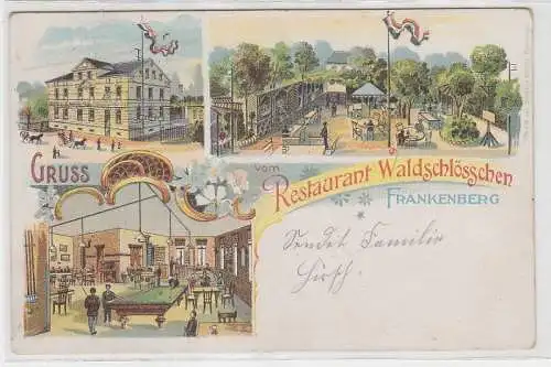 71910 Ak Lithographie Gruss vom Restaurant Waldschlösschen Frankenberg 1914