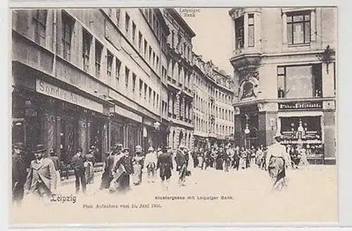 62465 Ak Leipzig Klostergasse mit Leipziger Bank, Phot. Aufnahme 25. Juni 1901