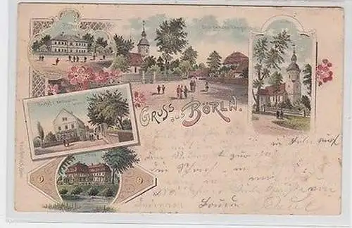 64470 Ak Lithografie Gruss aus Börln Gasthof, Schloß, Schule usw. 1904