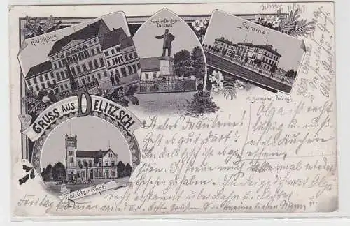 70572 Ak Lithographie Gruß aus Delitzsch Schützenhof usw. 1900