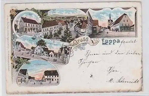 59344 Ak Lithographie Gruß aus Luppa Post, Schule usw. 1903