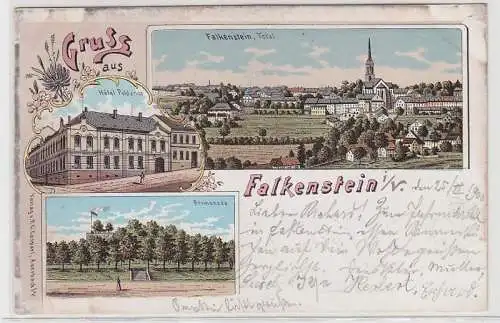 71909 Ak Lithographie Gruss aus Falkenstein im Vogtland 1900