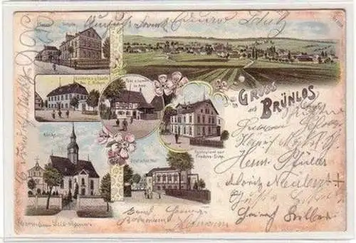 58772 Ak Lithographie Gruß aus Brünlos Gasthaus usw. 1904