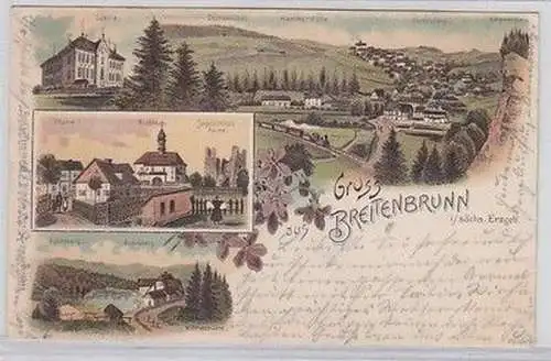 59308 Ak Lithographie Gruß aus Breitenbrunn im sächs. Erzgeb. 1899