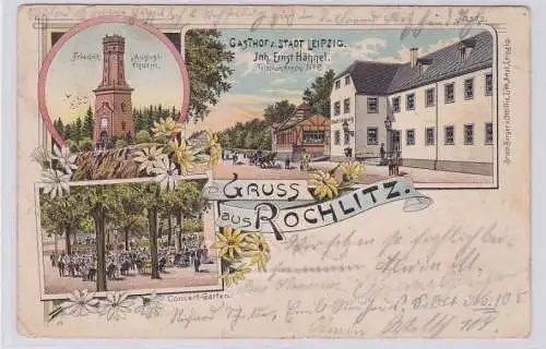 91890 Ak Lithographie Gruß aus Rochlitz Gasthof zur Stadt Leipzig 1904